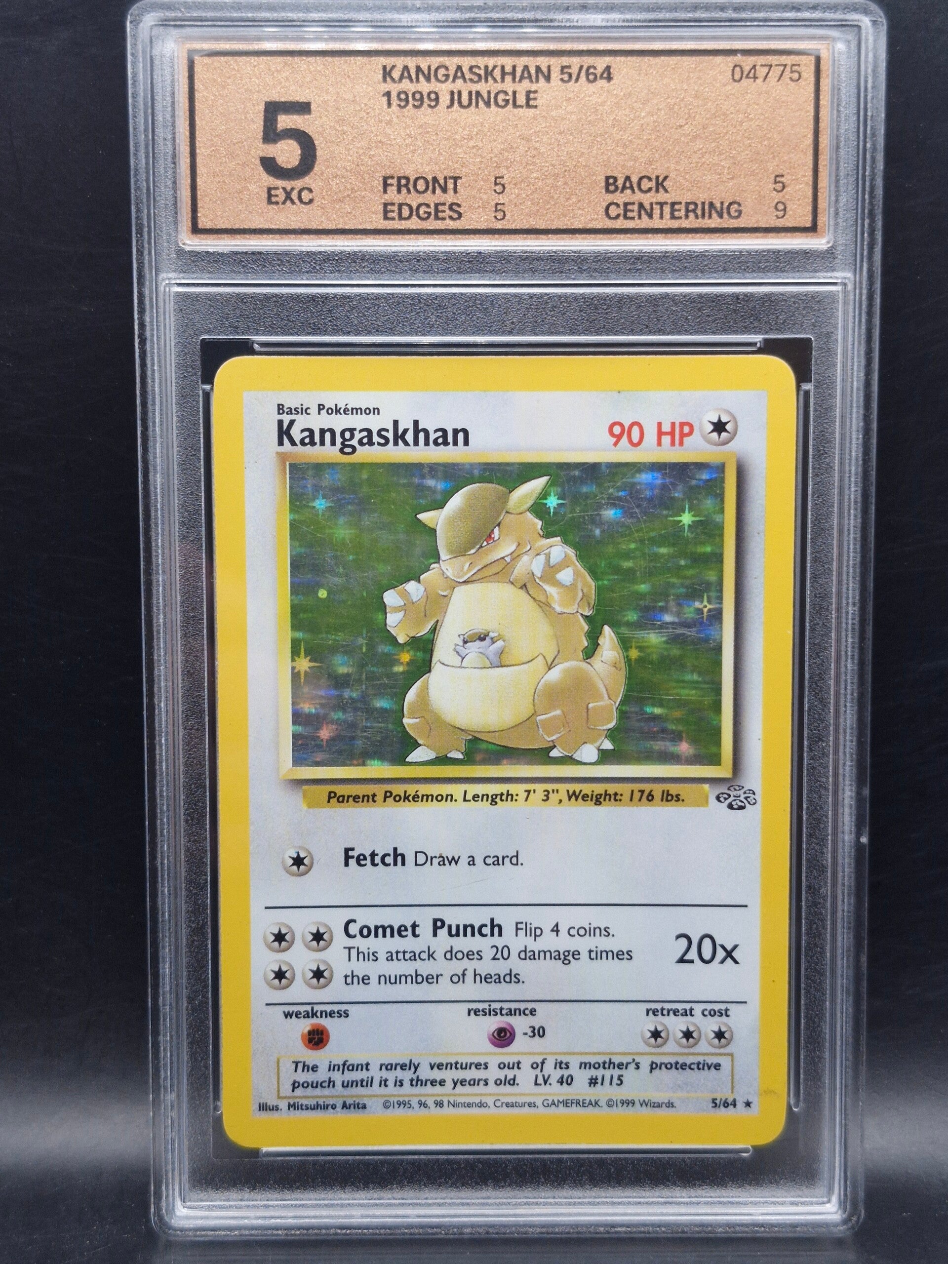 kangaskhan 1999 jungle holo Vintage #5 woetoe grading 5