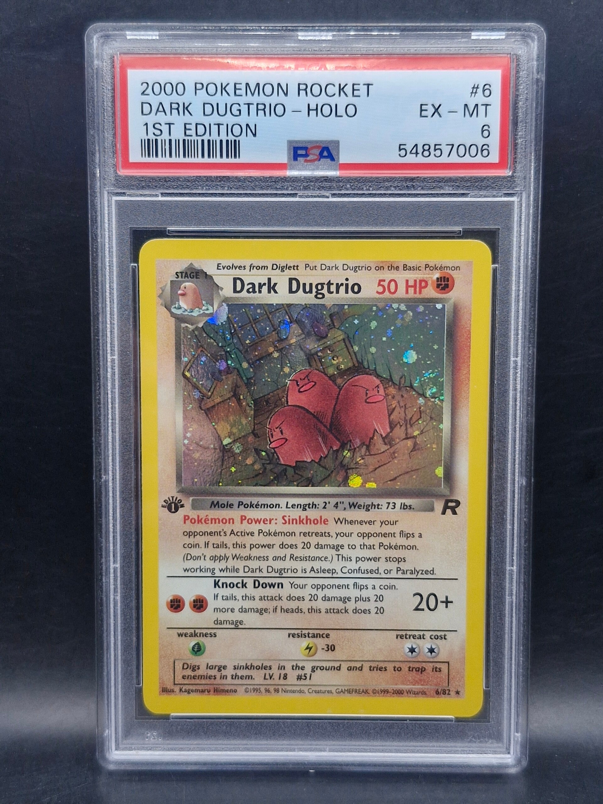 dark dugtrio holo 1st edition 2000 rocket #6 PSA 6