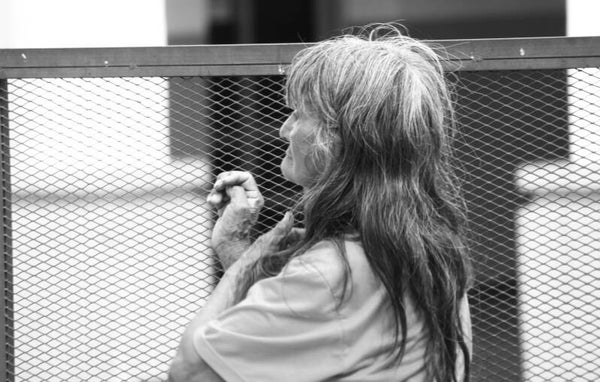 Frau am Zaun / Mujer junto a la valla