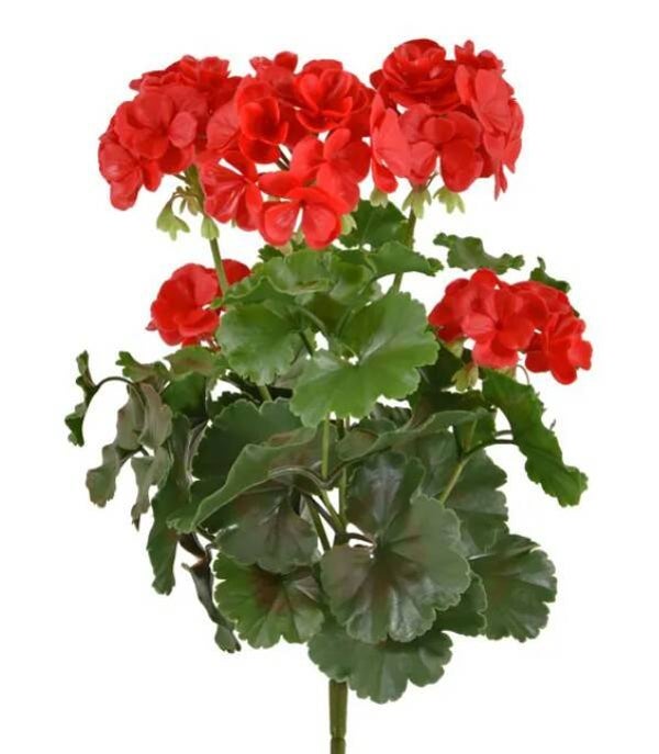 Geranium Kunstplant rood uv proof | 38 cm | verpakt per 6 stuks