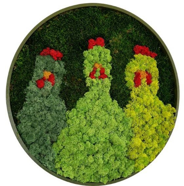 Moscirkel met kippen | 40 cm €95 | Kippenclub design | van Metiez
