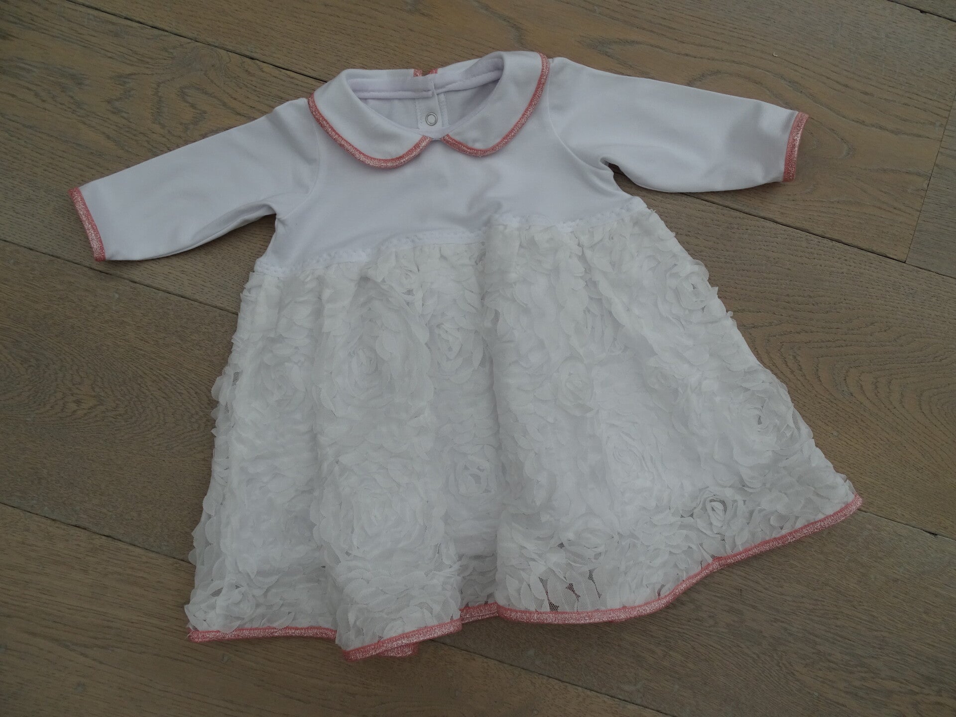 Romperjurk wit roosjestule