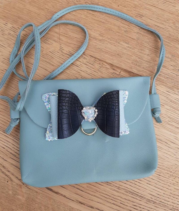handtasje blauw glitterrstrik