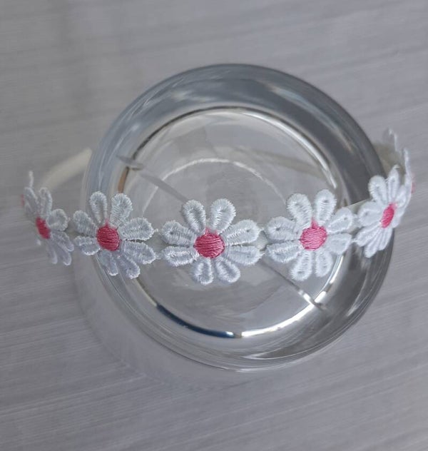 Diadeem margrietjes wit/roze