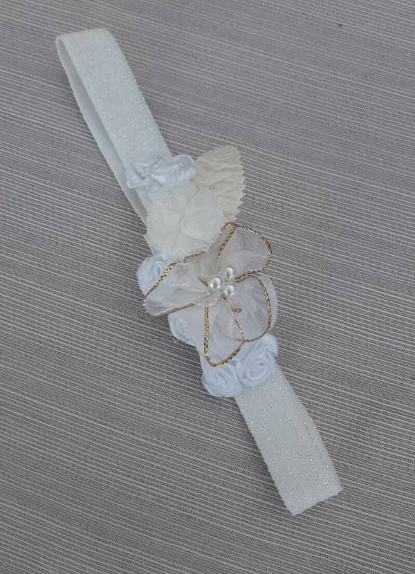 haarbandje wit bloemetje goud