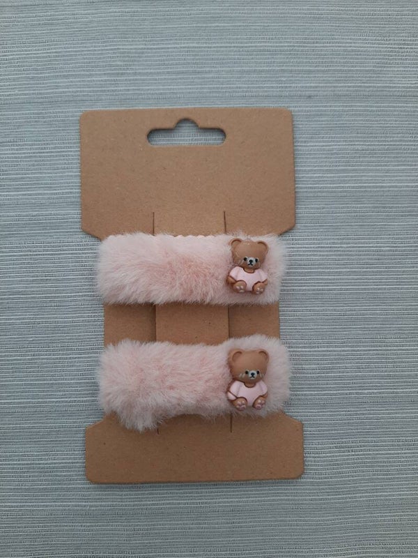 Clic-clac speldjes roze pels beertje
