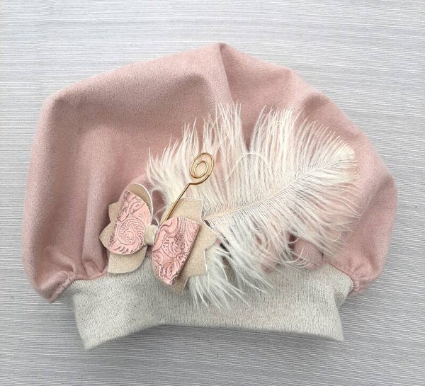 luxe pietenmuts roze suede