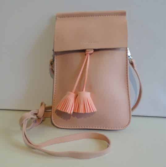 handtasje roze langwerpig pompon floche