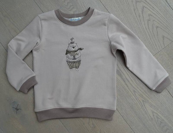 sweater uni beige borduur bear