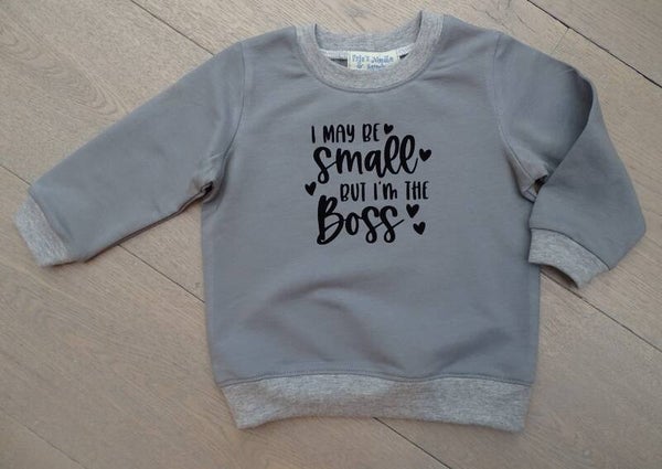sweater uni grijs bedrukking Boss