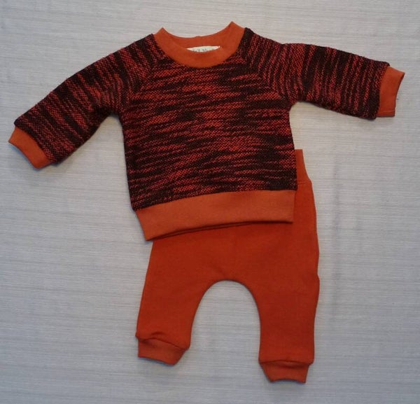 baby setje: oversized trui + broek Terra cotta