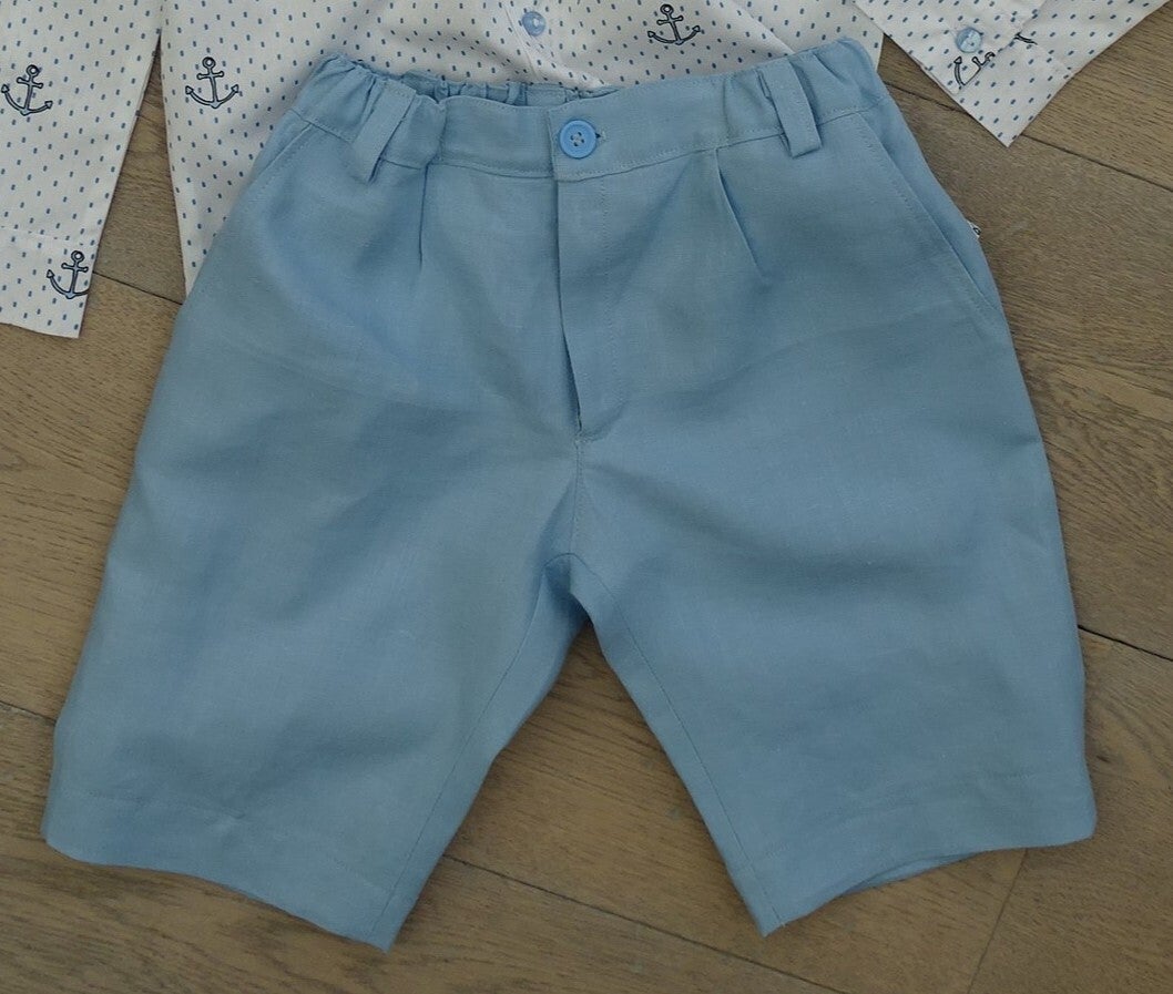 Korte broek linnen licht blauw