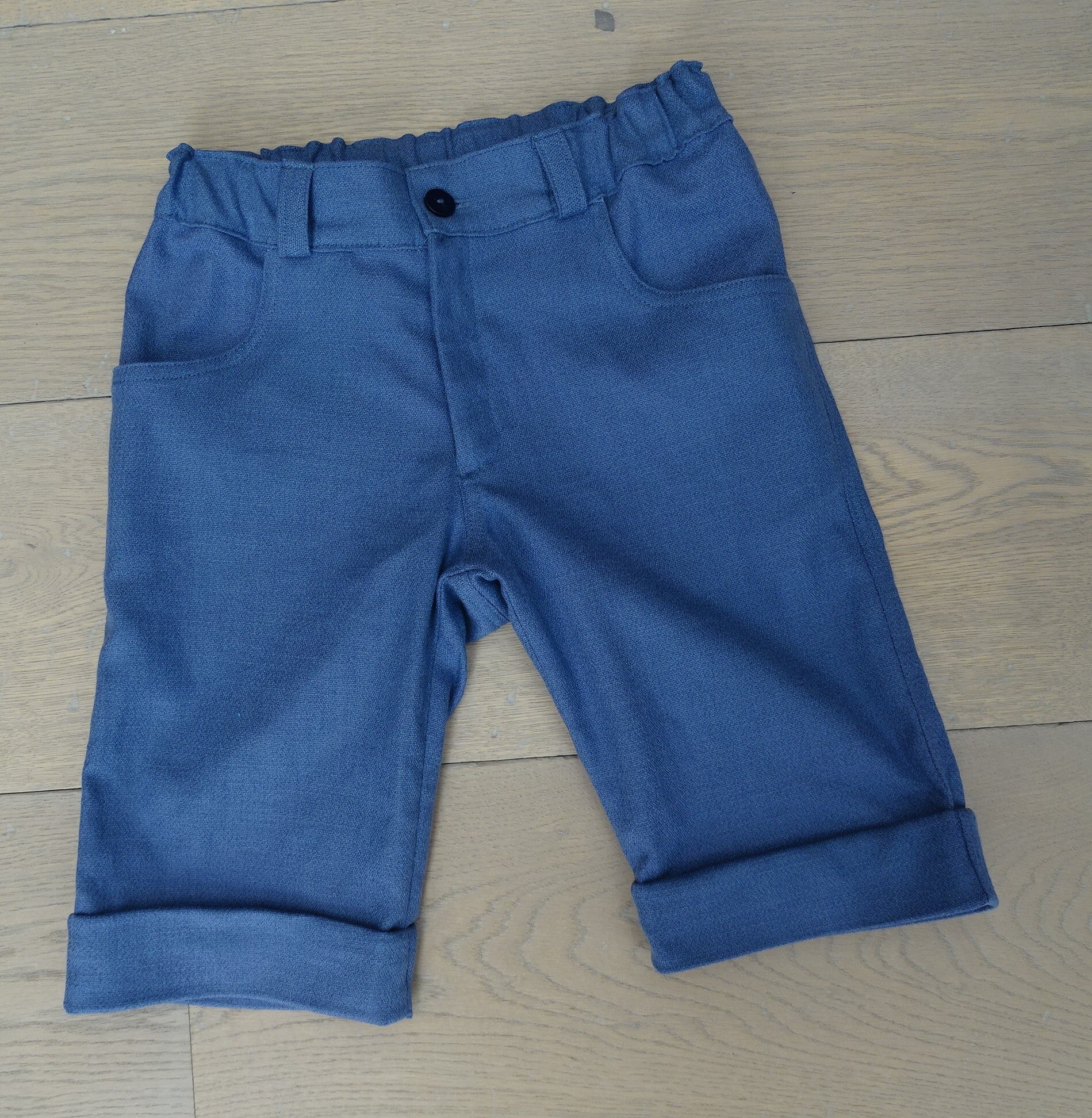 Korte broek linnen middenblauw