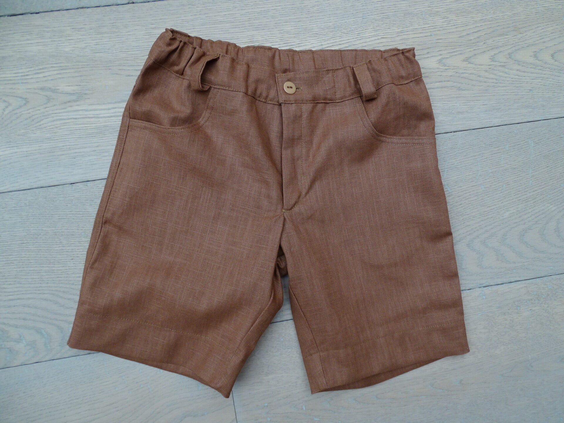 Korte broek linnen bruin roest