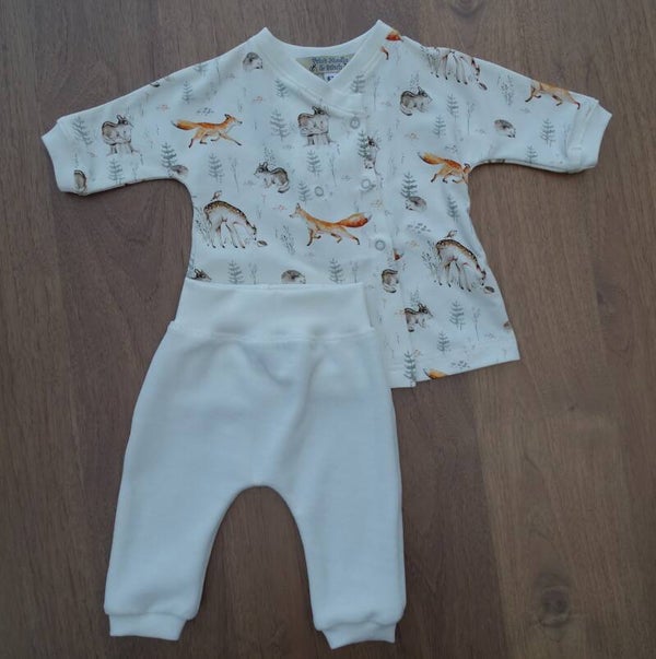 baby setje: bosdiertjes ecru