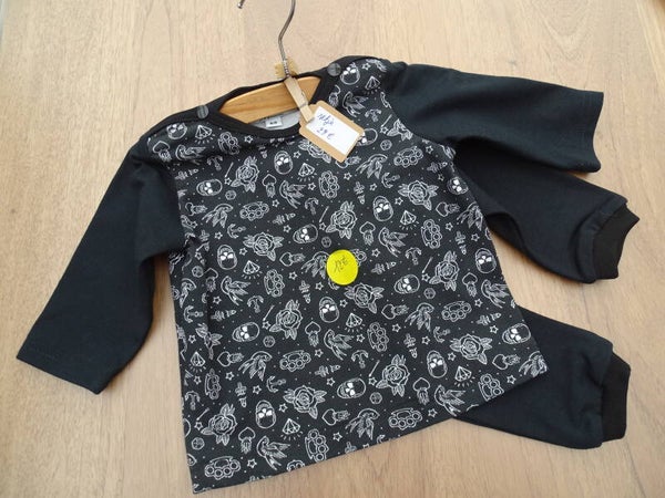 baby setje: skulls zwart