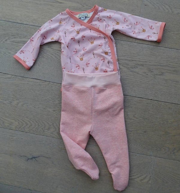 baby setje pink crown: romper + legging