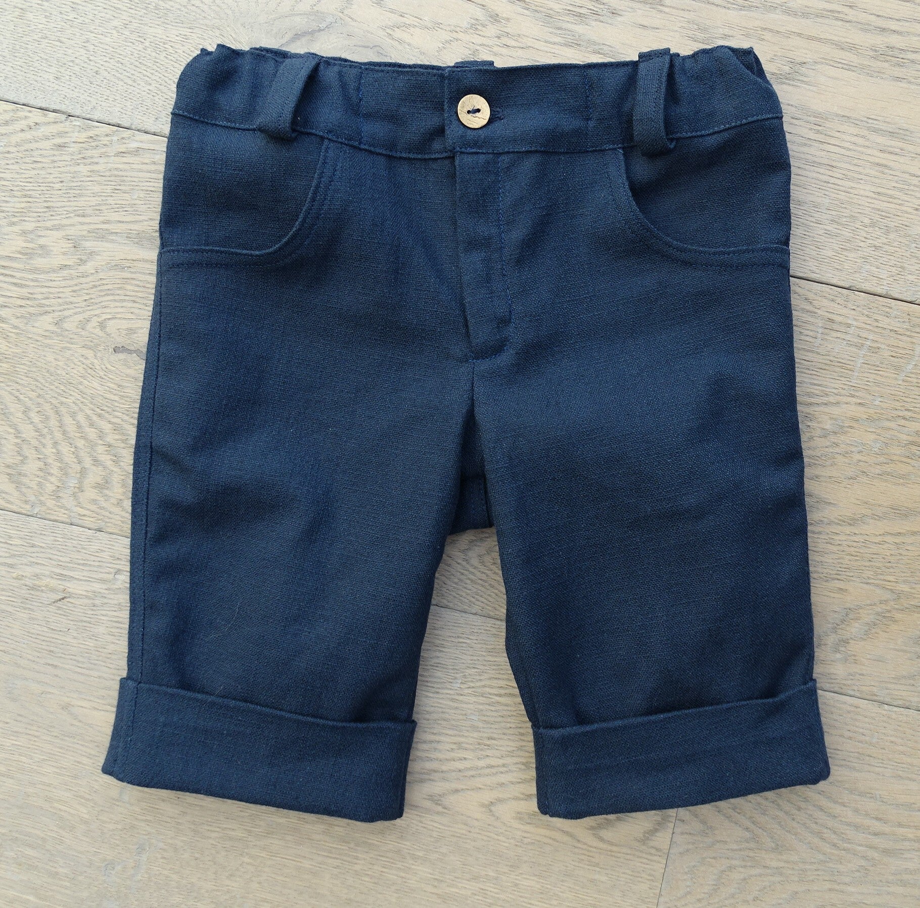 Korte broek linnen donkerblauw