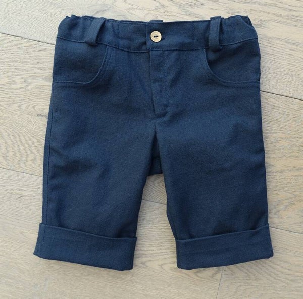 Korte broek linnen donkerblauw