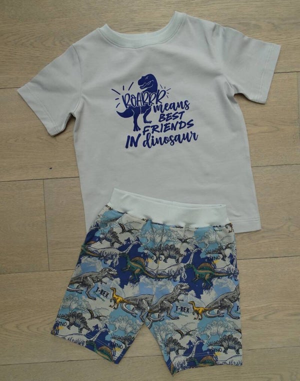 Set zomershort + T-shirt Dino Roarrr