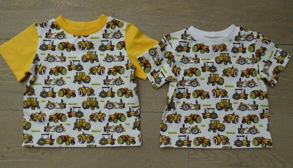 T-shirt gele tractors kleine print