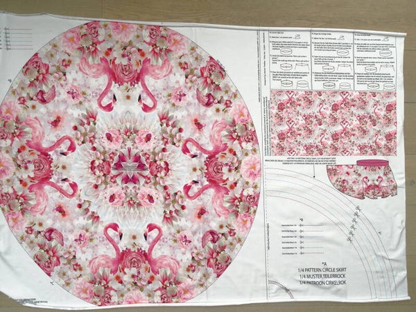 Stoffenpakket  cirkelrok Flamingo roze