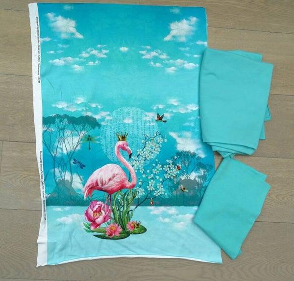 Stoffenpakket Flamingo turquoise