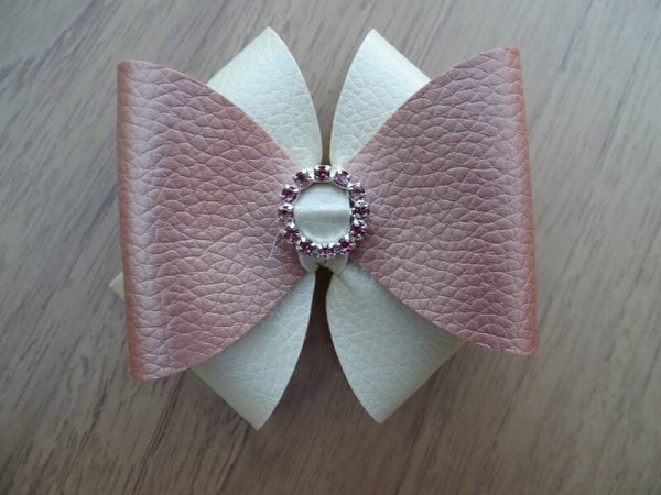 Haarspeld strik oudroze/ecru