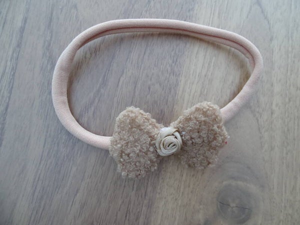 haarband strikje teddy bruin roosje