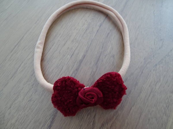 haarband strikje teddy bordeaux roos