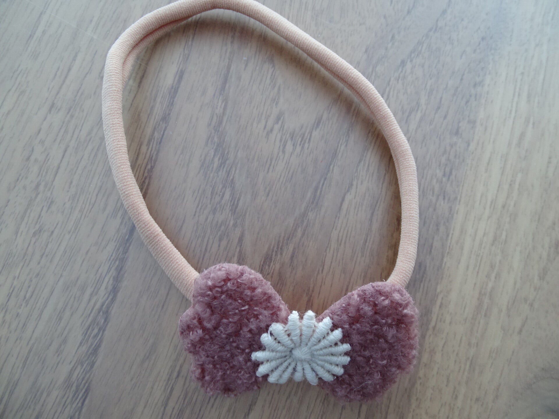 haarband strikje teddy oudroze bloem