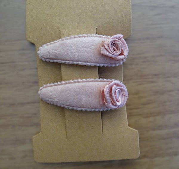 Clic-clac speldjes roze fluweel roosje