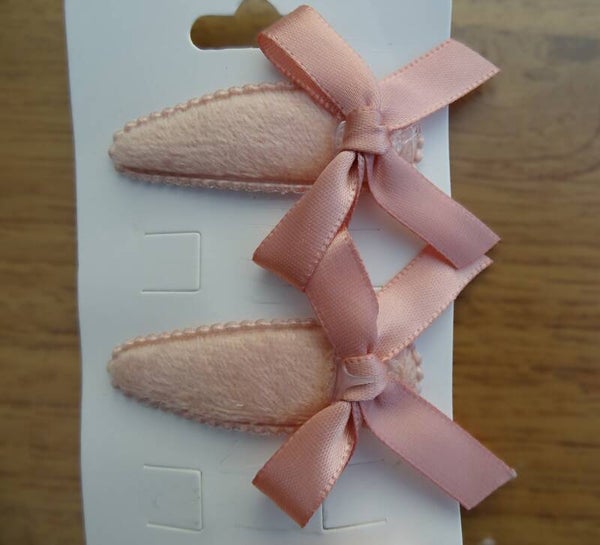 Clic-clac speldjes roze fluweel strikje