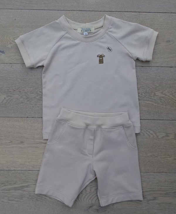 Set short + T-shirt Boo monstertje beige