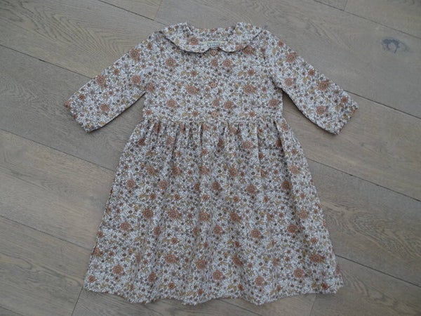 Jurk beige bruin vintage bloemetjes
