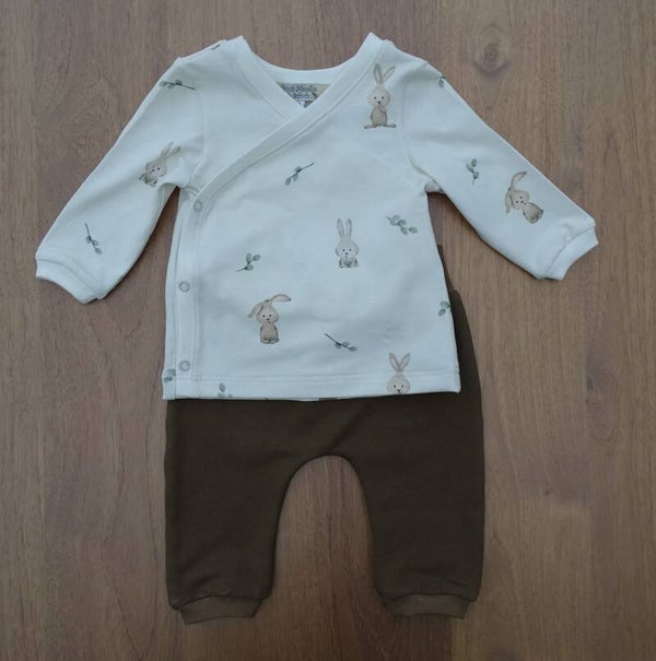 baby setje: ecru konijntjes