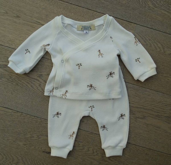 baby setje: ecru rib giraf