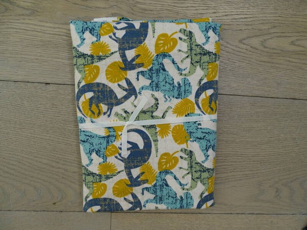 DIY Stoffenpakket dino blauw oker