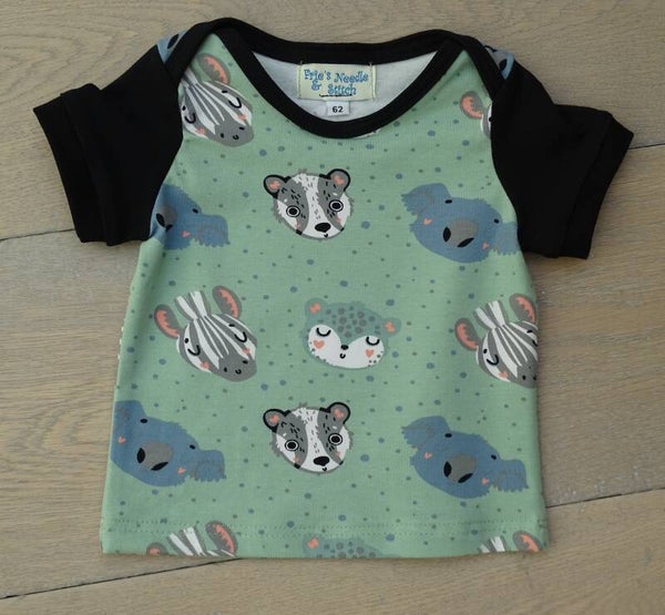 baby shirt zachtgroen diertjes
