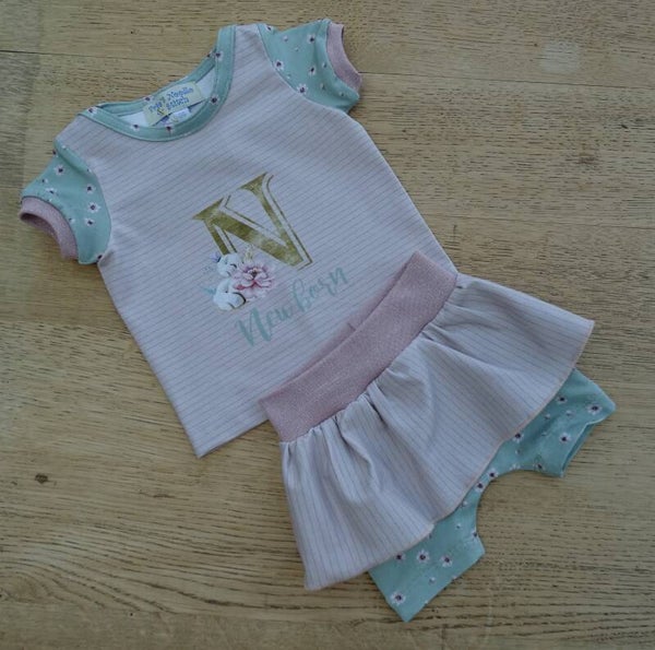 baby setje: shirt + leggingrokje newborn 3