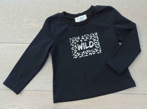 longsleeve zwart bedrukking "wild"