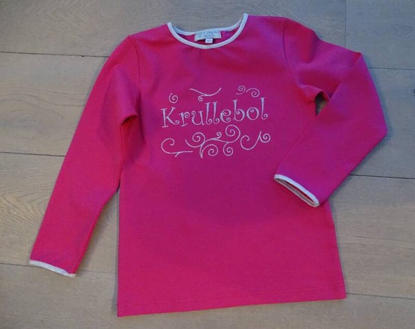 longsleeve fusia bedrukking zilver "krullebol"