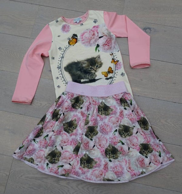 set: rok + longsleeve, Poesje rozen