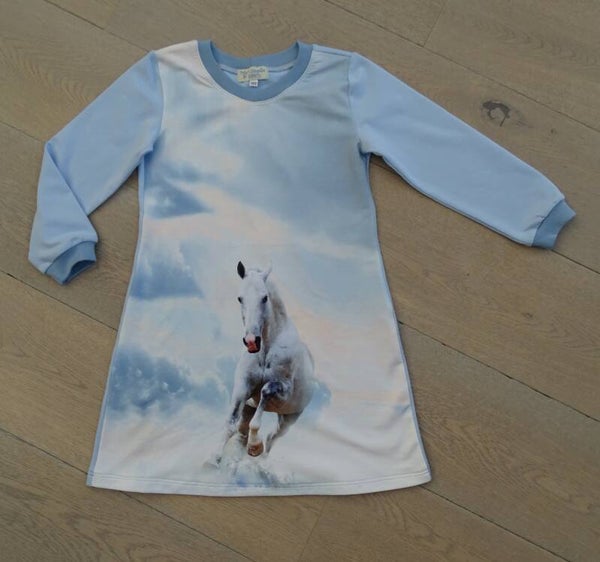 Jurkje sweaterstof wit paard