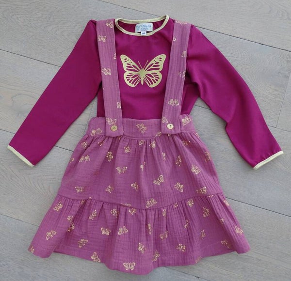 set: rok + longsleeve vlinder