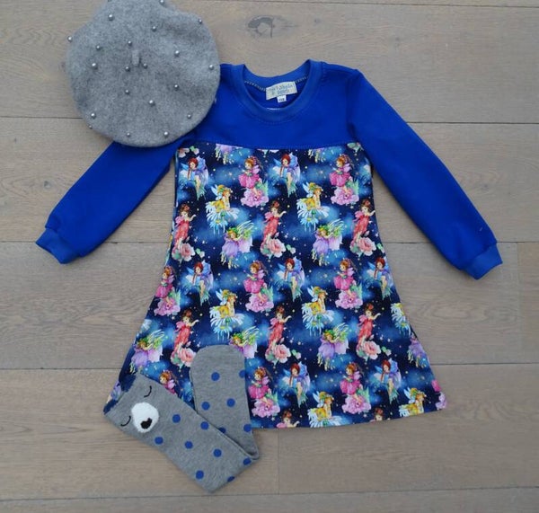 jurkje sweaterstof elfjes blauw/kobalt