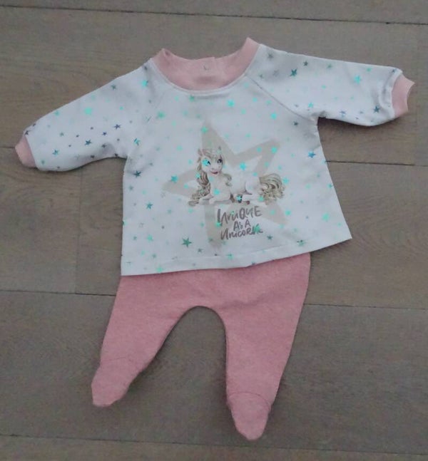 baby setje: unicorn ster wit/roze, french terry