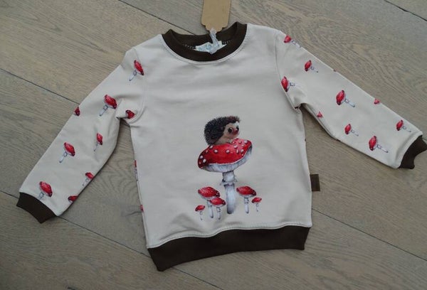 sweater egel op paddenstoel