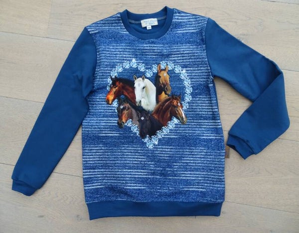 sweater 3 paarden diamant hart
