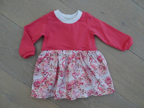 Romperjurk felroze flamingo